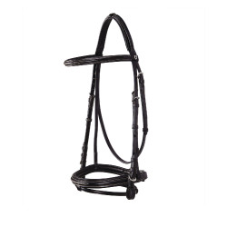 Brida inglesa de cuero con bordados Deco Equestro Marrón oscuro Marr&amp;amp;amp;oacute;n