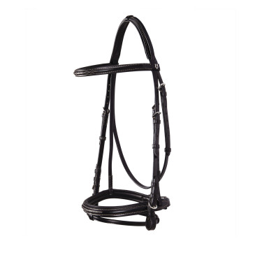 Brida inglesa de cuero con bordados Deco Equestro Marrón oscuro Marr&amp;amp;amp;oacute;n