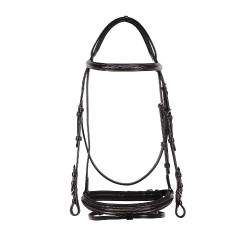 Brida inglesa de cuero con bordados Deco Equestro Marrón oscuro Marr&amp;amp;amp;oacute;n