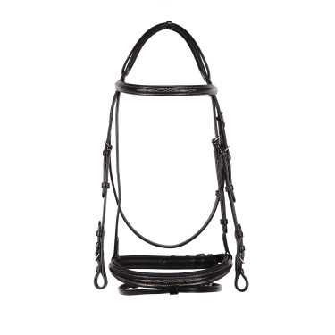 Brida inglesa de cuero con bordados Deco Equestro Marrón oscuro Marr&amp;amp;amp;oacute;n