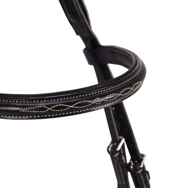 Brida inglesa de cuero con bordados Deco Equestro Marrón oscuro Marr&amp;amp;amp;oacute;n