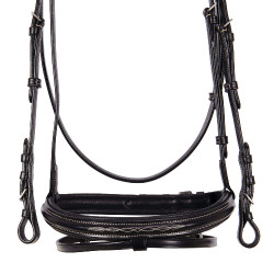 Brida inglesa de cuero con bordados Deco Equestro Marrón oscuro Marr&amp;amp;amp;oacute;n