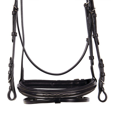 Brida inglesa de cuero con bordados Deco Equestro Marrón oscuro Marr&amp;amp;amp;oacute;n