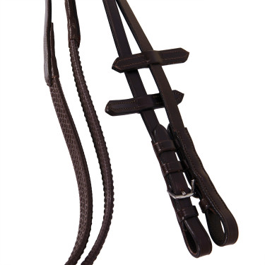 Brida inglesa de cuero con bordados Deco Equestro Marrón oscuro Marr&amp;amp;amp;oacute;n