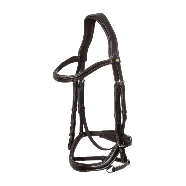 Brida anatómica con pespuntes en contraste Micklem Equestro Marrón oscuro Marr&amp;amp;amp;oacute;n