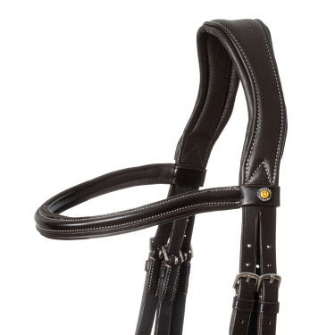 Brida anatómica con pespuntes en contraste Micklem Equestro Marrón oscuro Marr&amp;amp;amp;oacute;n