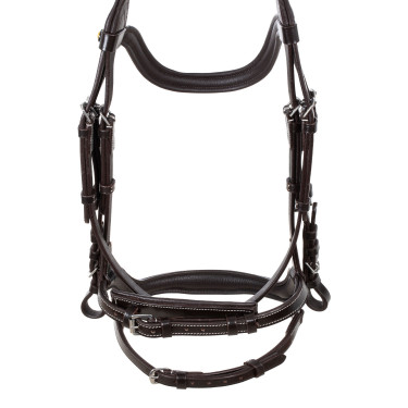 Brida anatómica con pespuntes en contraste Micklem Equestro Marrón oscuro Marr&amp;amp;amp;oacute;n