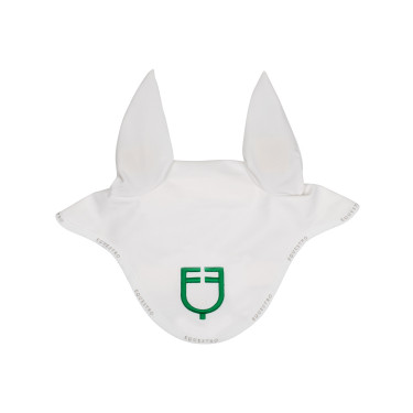 Gorro antimoscas de tejido técnico con logotipo multicolor Equestro Blanco / blanco / verde patriota