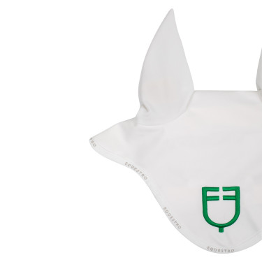 Gorro antimoscas de tejido técnico con logotipo multicolor Equestro Blanco / blanco / verde patriota
