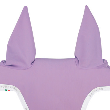 Gorro antimoscas de tejido técnico con sujeción a la muserola Equestro Lila / blanco Gorro antimoscas de tejido técnico con sujeción a la muserola Equestro Lila / blanco