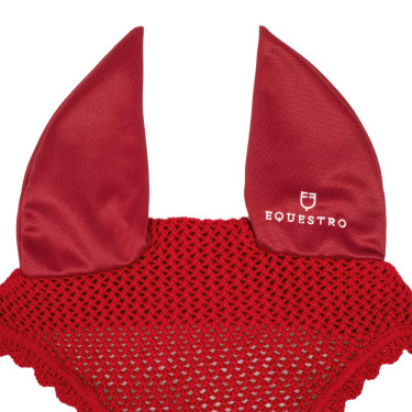 Capucha antimoscas de algodón con orejas elásticas Equestro Roja Rojo