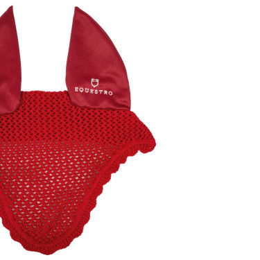 Capucha antimoscas de algodón con orejas elásticas Equestro Roja Rojo