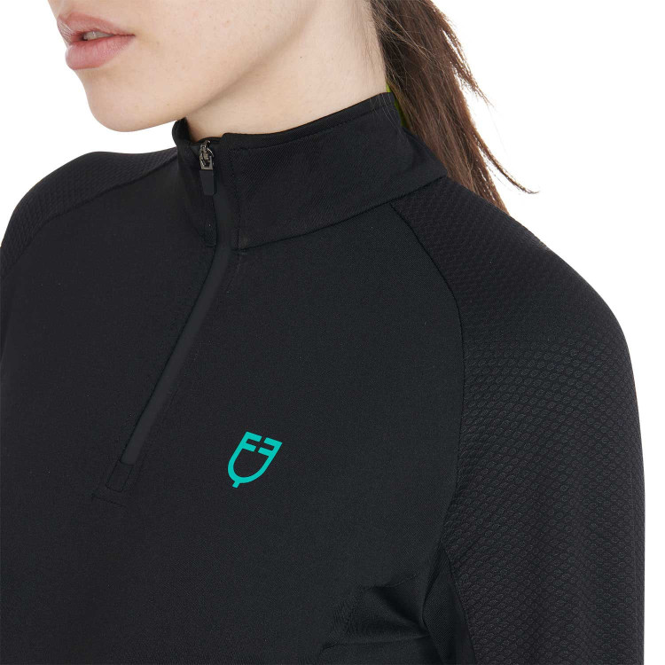 Capa base ajustada de manga larga para mujer en tejido técnico Equestro Capa base ajustada de manga larga para mujer en tejido técnico Equestro