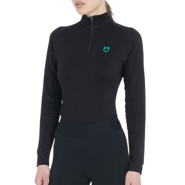 Capa base ajustada de manga larga para mujer en tejido técnico Equestro Capa base ajustada de manga larga para mujer en tejido técnico Equestro