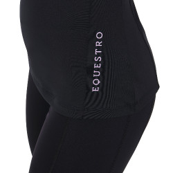 Capa base ajustada de manga corta para mujer en tejido técnico Equestro Negro / lila Capa base ajustada de manga corta para mujer en tejido técnico Equestro Negro / lila