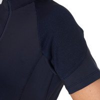 Capa base ajustada de manga corta para mujer en tejido técnico Equestro Blazer marino / blanco Azul marino