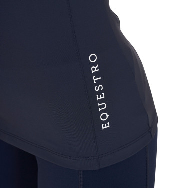 Capa base ajustada de manga corta para mujer en tejido técnico Equestro Blazer marino / blanco Azul marino