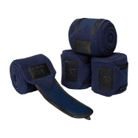 Bandas de polo antipilling con cierre de velcro Acavallo por 4 Azul profundo / negro Azul marino