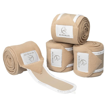 Bandas de polo antipilling con cierre de velcro Acavallo por 4 Arena / blanco Beige