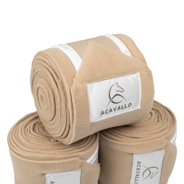 Bandas de polo antipilling con cierre de velcro Acavallo por 4 Arena / blanco Beige