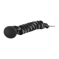 Cordón de nailon trenzado Acavallo con tapa de cuero Negro