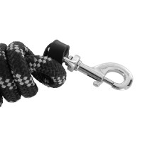 Cordón de nailon trenzado Acavallo con tapa de cuero Negro