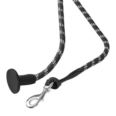 Cordón de nailon trenzado Acavallo con tapa de cuero Negro