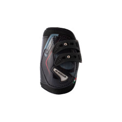 Protectores de menudillo de gel Acavallo Opéra con cierre de botones Negro / rojo Protectores de menudillo de gel Acavallo Opéra con cierre de botones Negro / rojo