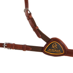 Pechopetral martingala Acavallo de cuero de 5 puntos Coñac Marrón