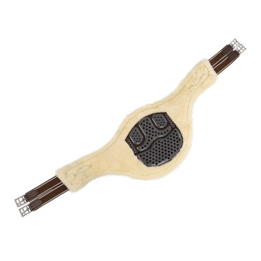 Cincha con protector abdominal Acavallo Gel y PVC Forro interior desmontable de lana Marrón oscuro Marr&amp;oacute;n