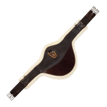 Cincha bavette de salto de cuero con lana sintética desmontable Acavallo Marrón oscuro Marr&amp;amp;amp;oacute;n