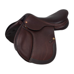 Silla de salto Roma con armazón de madera y cuero doble Acavallo Marrón oscuro Marr&amp;amp;amp;oacute;n