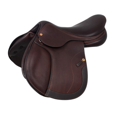 Silla de salto Roma con armazón de madera y cuero doble Acavallo Marrón oscuro Marr&amp;amp;amp;oacute;n