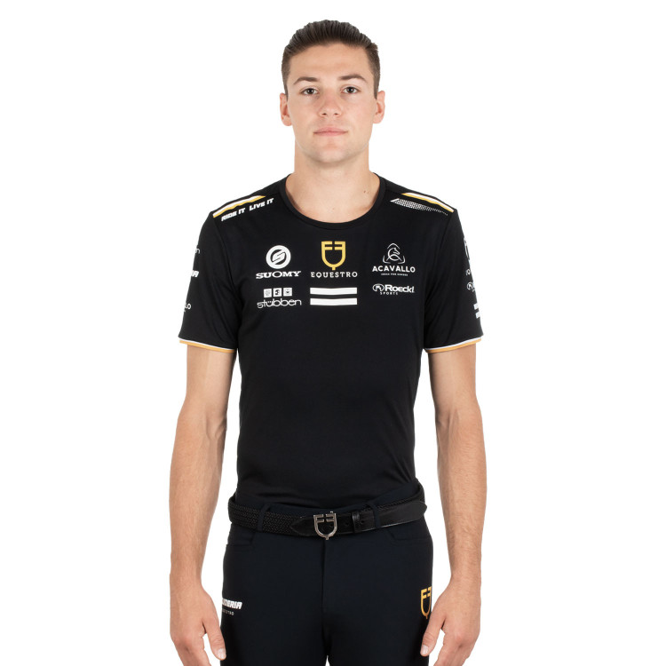 Camiseta de entrenamiento GP para hombre en tejido técnico con multi-logo Equestro Camiseta de entrenamiento GP para hombre en tejido técnico con multi-logo Equestro