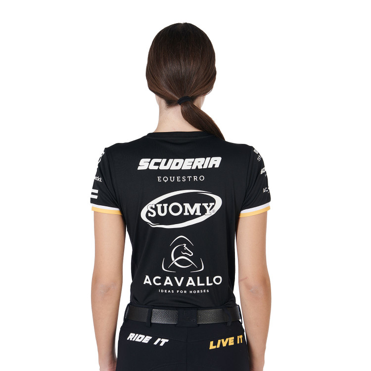 Camiseta de entrenamiento GP para mujer en tejido técnico con multi-logo Equestro Camiseta de entrenamiento GP para mujer en tejido técnico con multi-logo Equestro