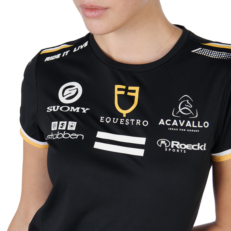 Camiseta de entrenamiento GP para mujer en tejido técnico con multi-logo Equestro Camiseta de entrenamiento GP para mujer en tejido técnico con multi-logo Equestro