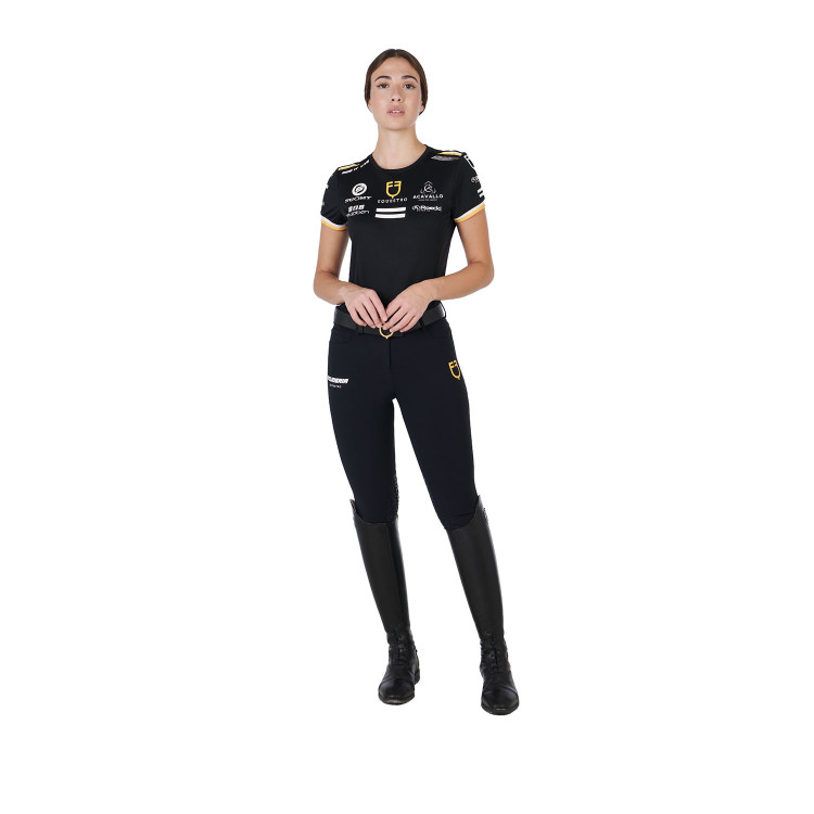 Camiseta de entrenamiento GP para mujer en tejido técnico con multi-logo Equestro Camiseta de entrenamiento GP para mujer en tejido técnico con multi-logo Equestro