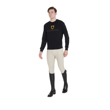 Sudadera de algodón para hombre con logotipo en el pecho Equestro Sudadera de algodón para hombre con logotipo en el pecho Equestro