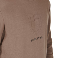 Sudadera de invierno para hombre con cuello redondo de algodón Equestro Nuez Marrón Sudadera de invierno para hombre con cuello redondo de algodón Equestro Nuez Marrón