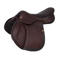 Silla de salto Roma con armazón de madera y cuero doble Acavallo Marrón oscuro Marr&amp;amp;amp;oacute;n
