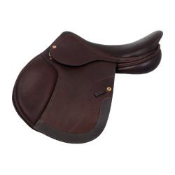Silla de salto Roma con armazón de madera y cuero doble Acavallo Marrón oscuro Marr&amp;amp;amp;oacute;n