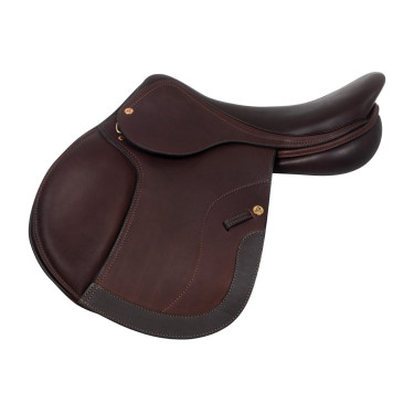 Silla de salto Roma con armazón de madera y cuero doble Acavallo Marrón oscuro Marr&amp;amp;amp;oacute;n