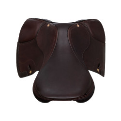 Silla de salto Roma con armazón de madera y cuero doble Acavallo Marrón oscuro Marr&amp;amp;amp;oacute;n