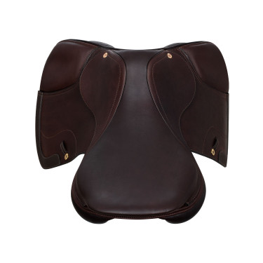 Silla de salto Roma con armazón de madera y cuero doble Acavallo Marrón oscuro Marr&amp;amp;amp;oacute;n