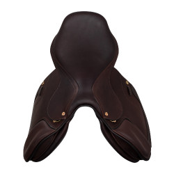 Silla de salto Roma con armazón de madera y cuero doble Acavallo Marrón oscuro Marr&amp;amp;amp;oacute;n