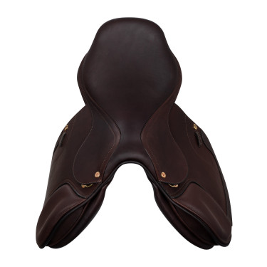 Silla de salto Roma con armazón de madera y cuero doble Acavallo Marrón oscuro Marr&amp;amp;amp;oacute;n