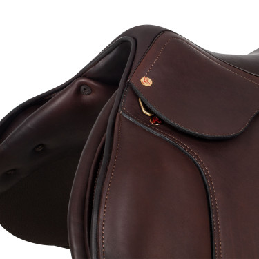 Silla de salto Roma con armazón de madera y cuero doble Acavallo Marrón oscuro Marr&amp;amp;amp;oacute;n