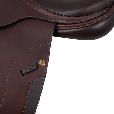 Silla de salto Roma con armazón de madera y cuero doble Acavallo Marrón oscuro Marr&amp;amp;amp;oacute;n