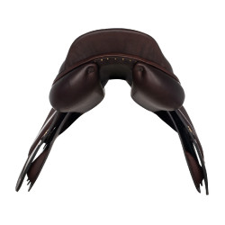 Silla de salto Roma con armazón de madera y cuero doble Acavallo Marrón oscuro Marr&amp;amp;amp;oacute;n