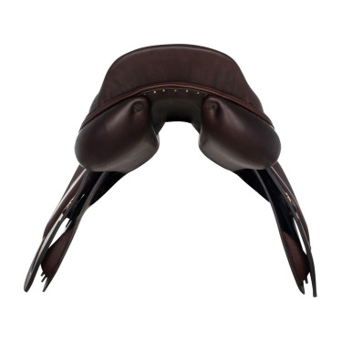 Silla de salto Roma con armazón de madera y cuero doble Acavallo Marrón oscuro Marr&amp;amp;amp;oacute;n